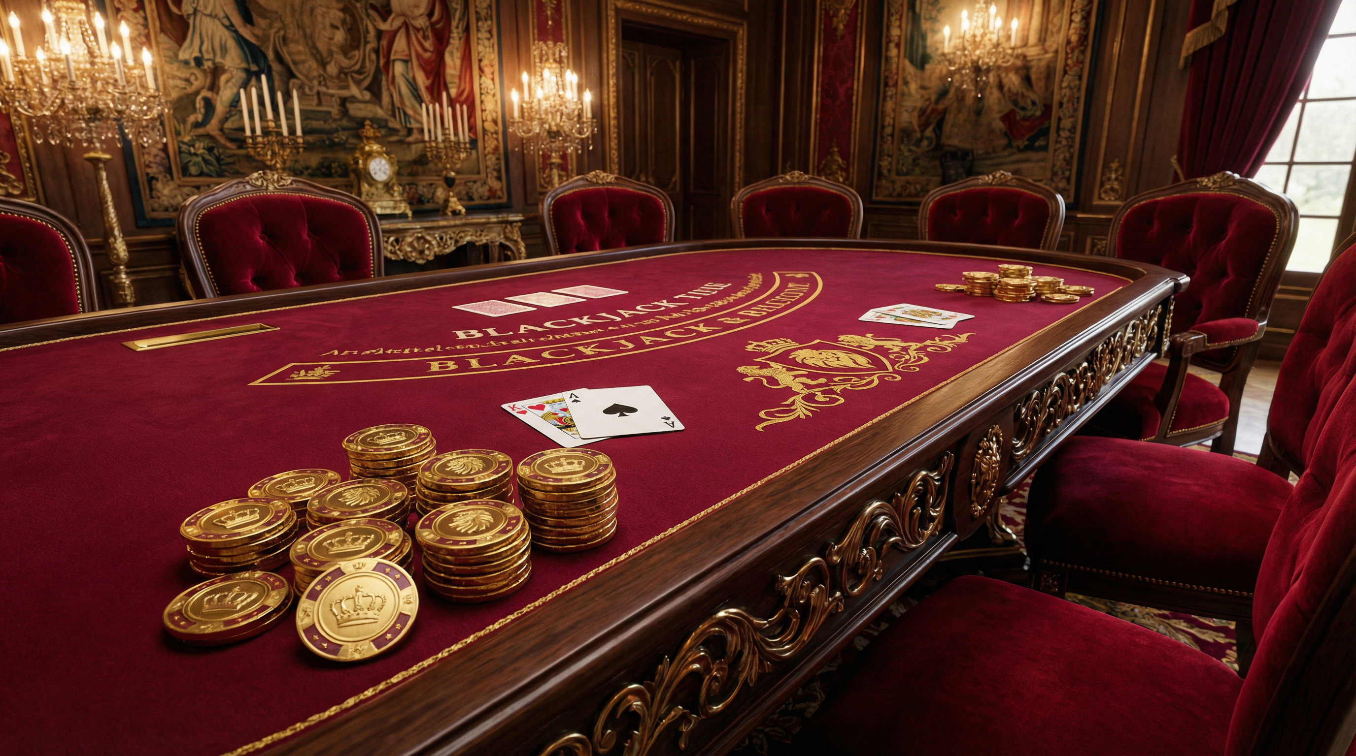 diademas de plumas y cartas de casino
